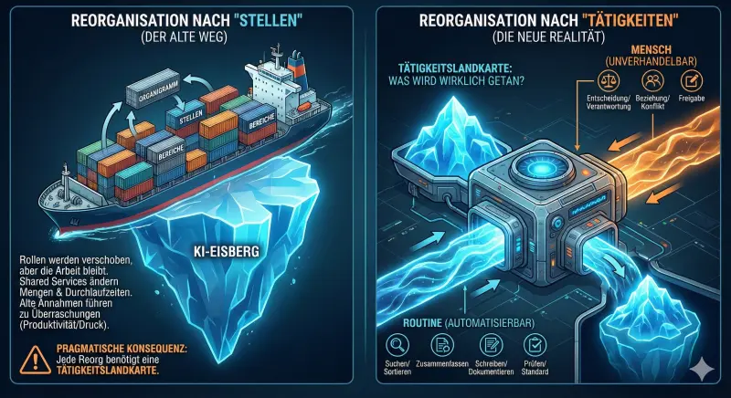 KI-Strategie für Reorganisation: Warum reine Strukturänderungen scheitern und eine Analyse der Tätigkeiten notwendig ist