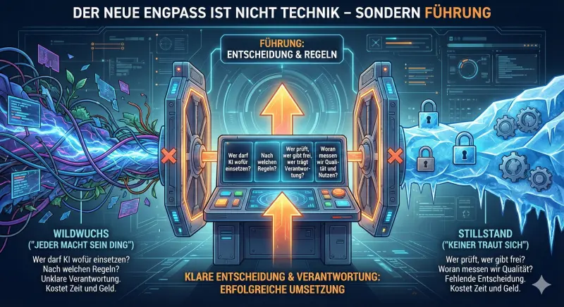 Führung als Nadelöhr der KI-Transformation: Notwendigkeit klarer Regeln für KI-Einsatz und Verantwortung